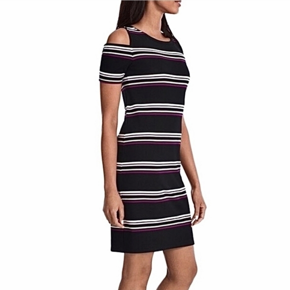 WHITE House Black Market Cold Shoulder Dress summer large - Picture 3 of 10